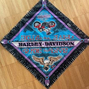 Vintage Harley Davidson "Ride to Live, Live to Ride" Handkerchief